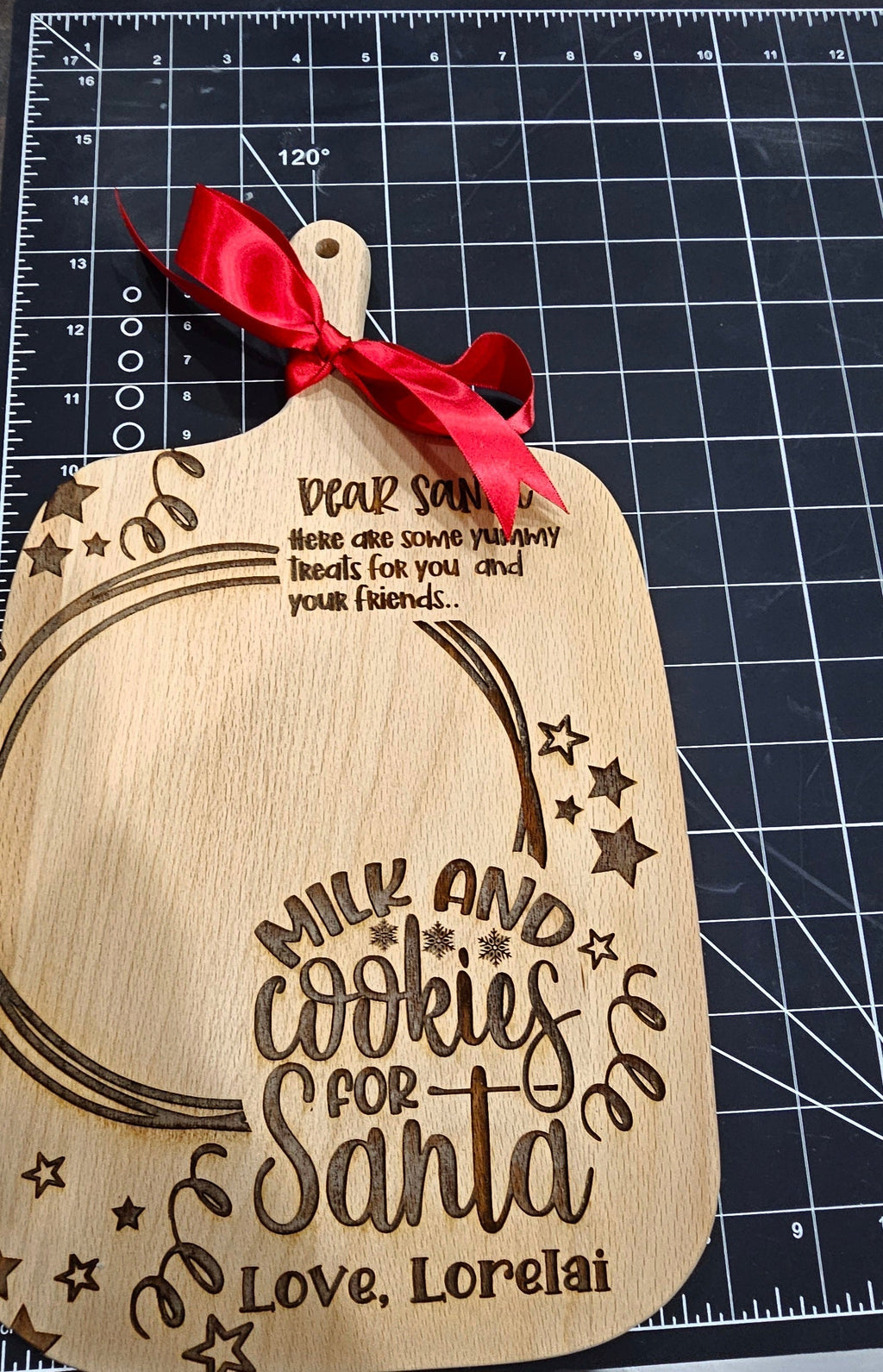 Personalized Santa Milk and Cookie Tray - Maple Wood